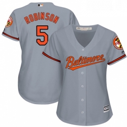 Womens Majestic Baltimore Orioles 5 Brooks Robinson Replica Grey Road Cool Base MLB Jersey