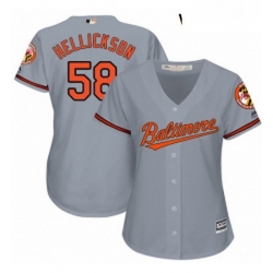 Womens Majestic Baltimore Orioles 58 Jeremy Hellickson Replica Grey Road Cool Base MLB Jersey 