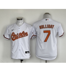 Youth Baltimore Orioles 7 Jackson Holliday White Stitched Baseball Jersey