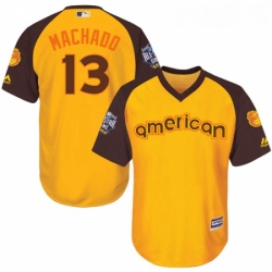 Youth Majestic Baltimore Orioles 13 Manny Machado Authentic Yellow 2016 All Star American League BP Cool Base MLB Jersey