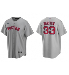 Men BOSTON RED SOX  GREY ROAD JASON VARITEK #33 Stitched MLB Cool Base JERSEY