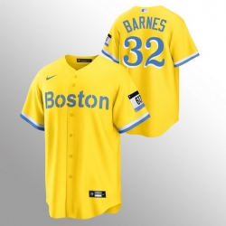 Men Boston Red Sox 32 Matt Barnes Men Nike 2021 City Connect Gold Fans Version MLB Jersey