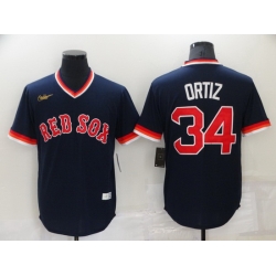 Men Boston Red Sox 34 David Ortiz Navy Stitched Baseball jersey