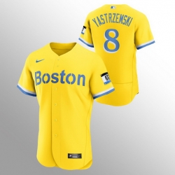 Men Boston Red Sox 8 Carl Yastrzemski Men Nike 2021 City Connect Gold Authentic MLB Jersey