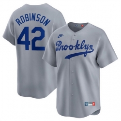 Men Brooklyn Dodgers 42 Jackie Robinson Gray Throwback Cooperstown Collection Limited Stitched Baseball Jersey