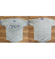 Men Charros De Jalisco Blank Gray Stitched Baseball Jersey