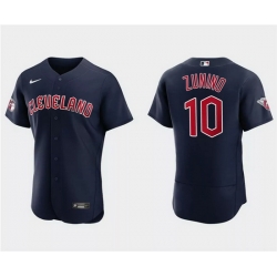 Men Cleveland Guardians 10 Mike Zunino Navy Flex Base Stitched Jersey