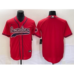 Men Cleveland Guardians Blank Red With Patch Cool Base Stitched Baseball Jersey