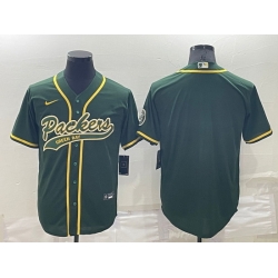 Men Green Bay Packers Blank Green Cool Base Stitched Baseball Jersey