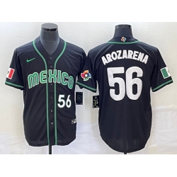 Men Mexico Baseball 56 Randy Arozarena 2023 Black World Baseball Classic Stitched Jersey 1