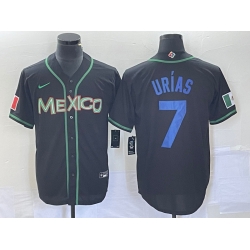 Men Mexico Baseball 7 Julio Urias 2023 Black World Baseball With Patch Classic Stitched Jersey B