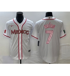 Men Mexico Baseball 7 Julio Urias 2023 White World Baseball With Patch Classic Stitched Jersey 4