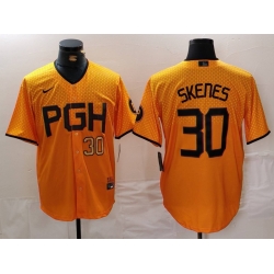 Men Pittsburgh Pirates 30 Paul Skenes Gold City Connect Stitched Jersey 1