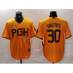 Men Pittsburgh Pirates 30 Paul Skenes Gold City Connect Stitched Jersey 2