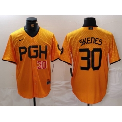 Men Pittsburgh Pirates 30 Paul Skenes Gold City Connect Stitched Jersey 3