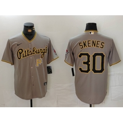 Men Pittsburgh Pirates 30 Paul Skenes Grey Stitched Baseball Jersey