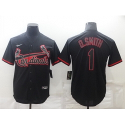 Men St  Louis Cardinals 1 Ozzie Smith Black Shadow Cool Base Stitched jersey