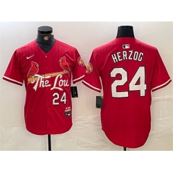 Men St  Louis Cardinals 24 Whitey Herzog Red 2024 City Connect Limited Stitched Baseball Jersey