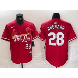 Men St  Louis Cardinals 28 Nolan Arenado Red 2024 City Connect Stitched Baseball Jersey