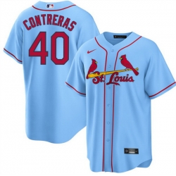 Men St  Louis Cardinals 40 Willson Contreras Blue Cool Base Stitched Jersey