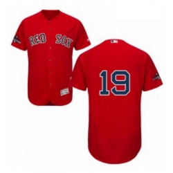 Mens Majestic Boston Red Sox 19 Fred Lynn Red Alternate Flex Base Authentic Collection 2018 World Series Jersey