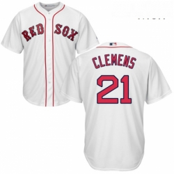 Mens Majestic Boston Red Sox 21 Roger Clemens Replica White Home Cool Base MLB Jersey