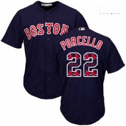 Mens Majestic Boston Red Sox 22 Rick Porcello Authentic Navy Blue Team Logo Fashion Cool Base MLB Jersey