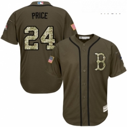 Mens Majestic Boston Red Sox 24 David Price Replica Green Salute to Service MLB Jersey