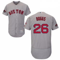 Mens Majestic Boston Red Sox 26 Wade Boggs Grey Road Flex Base Authentic Collection 2018 World Series Jersey