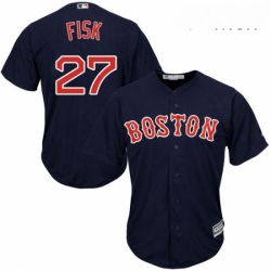 Mens Majestic Boston Red Sox 27 Carlton Fisk Replica Navy Blue Alternate Road Cool Base MLB Jersey