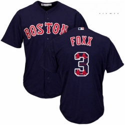 Mens Majestic Boston Red Sox 3 Jimmie Foxx Authentic Navy Blue Team Logo Fashion Cool Base MLB Jersey