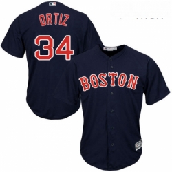 Mens Majestic Boston Red Sox 34 David Ortiz Replica Navy Blue Alternate Road Cool Base MLB Jersey