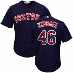 Mens Majestic Boston Red Sox 46 Craig Kimbrel Authentic Navy Blue Team Logo Fashion Cool Base MLB Jersey