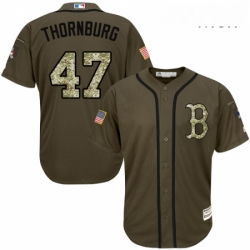 Mens Majestic Boston Red Sox 47 Tyler Thornburg Replica Green Salute to Service MLB Jersey