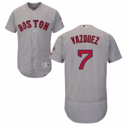 Mens Majestic Boston Red Sox 7 Christian Vazquez Grey Road Flex Base Authentic Collection MLB Jersey