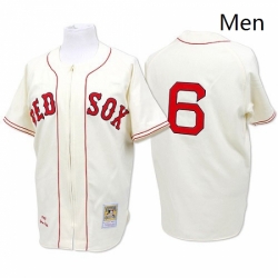 Mens Mitchell and Ness Boston Red Sox 6 Johnny Pesky Replica Cream Throwback MLB Jersey