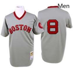 Mens Mitchell and Ness Boston Red Sox 8 Carl Yastrzemski Replica Grey Throwback MLB Jersey