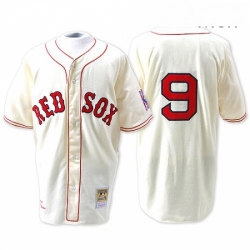 Mens Mitchell and Ness Boston Red Sox 9 Ted Williams Authentic Cream Throwback MLB Jersey