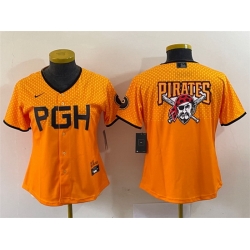 Women Pittsburgh Pirates Gold 2023 City Connect Team Big Logo Stitched Jersey