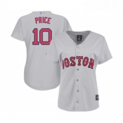 Womens Boston Red Sox 10 David Price Replica Grey Road Baseball Jersey