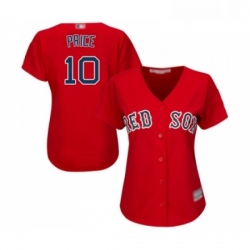 Womens Boston Red Sox 10 David Price Replica Red Alternate Home Baseball Jersey