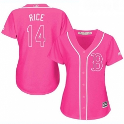 Womens Majestic Boston Red Sox 14 Jim Rice Authentic Pink Fashion MLB Jersey