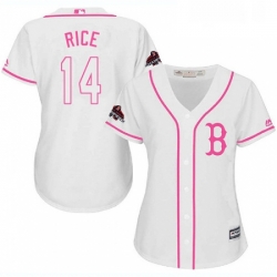 Womens Majestic Boston Red Sox 14 Jim Rice Authentic White Fashion 2018 World Series Champions MLB Jersey