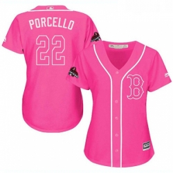 Womens Majestic Boston Red Sox 22 Rick Porcello Authentic Pink Fashion 2018 World Series Champions MLB Jersey