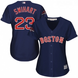 Womens Majestic Boston Red Sox 23 Blake Swihart Authentic Navy Blue Alternate Road 2018 World Series Champions MLB Jersey