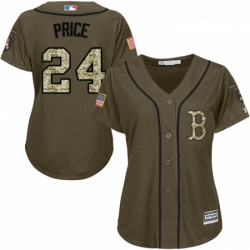 Womens Majestic Boston Red Sox 24 David Price Authentic Green Salute to Service MLB Jersey