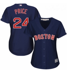 Womens Majestic Boston Red Sox 24 David Price Replica Navy Blue Alternate Road MLB Jersey