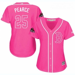 Womens Majestic Boston Red Sox 25 Steve Pearce Authentic Pink Fashion 2018 World Series Champions MLB Jersey 