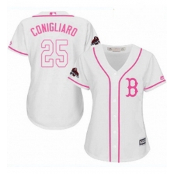 Womens Majestic Boston Red Sox 25 Tony Conigliaro Authentic White Fashion 2018 World Series Champions MLB Jersey 