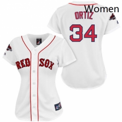 Womens Majestic Boston Red Sox 34 David Ortiz Authentic White 2018 World Series Champions MLB Jersey